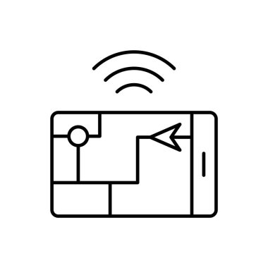 GPS, akıllı, konum simgesi - Vektör. Beyaz arkaplanda yapay zeka