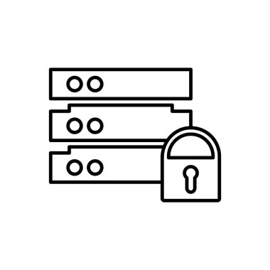 Veritabanı, sunucu, saat simgesi - Vektör. Beyaz arkaplanda veritabanı vektör simgesi