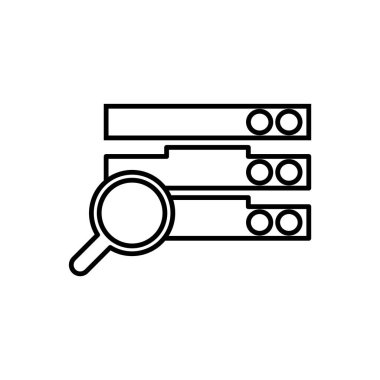 Veritabanı, sunucu, arama simgesi - Vektör. Beyaz arkaplanda veritabanı vektör simgesi