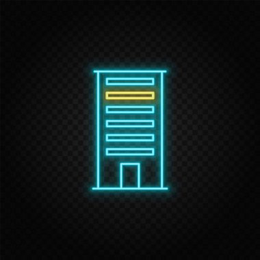 Neon vektör simgesi oluşturuyorum. Mavi ve sarı neon vektör ikonu. Vektör şeffaf arkaplan