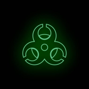 Tehlike, biyoloji, ikon, neon, biyoteknoloji ve bilim, kimya laboratuvarı. Bilgi ve sunum kullanılabilir - Beyaz arkaplanda vektör simgesi