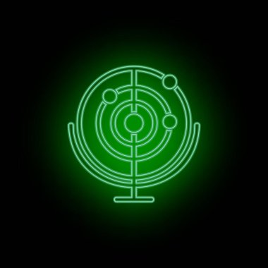 Radar, ikon, neon, biyoteknoloji ve bilim, kimya laboratuvarı. Bilgi ve sunum kullanılabilir - Beyaz arkaplanda vektör simgesi