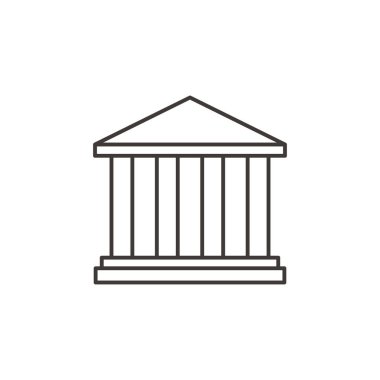 Bina, banka, dış hat, simge - Beyaz arkaplan üzerine vektör simgesi oluşturuluyor