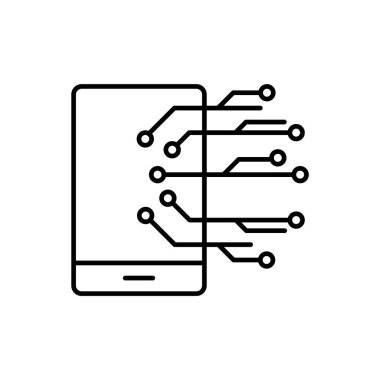 Mobil, akıllı simge - Vektör. Beyaz arkaplanda yapay zeka