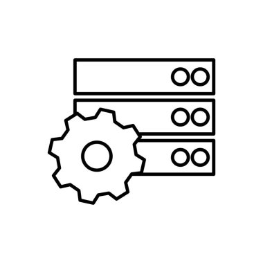 Veritabanı, sunucu, gee simgesi - Vektör. Beyaz arkaplanda veritabanı vektör simgesi