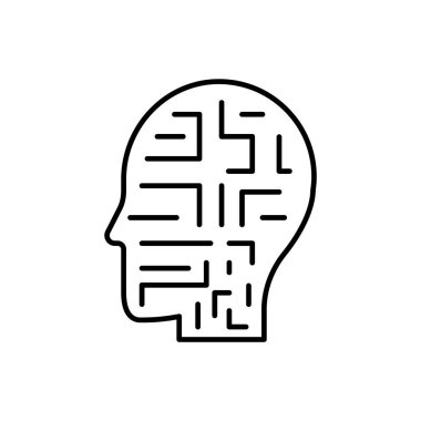 Mekanizma, robot, insan simgesi, vektör. Beyaz arkaplanda yapay zeka