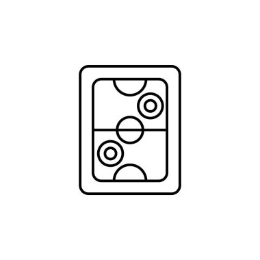 Hava hokeyi, masa oyunu, retro ikon. Beyaz arka planda. Hava hokeyi, masa oyunu, retro simge