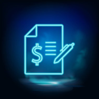 Bill, neon taşıyıcı ikonu büzüştür. Mavi neon, iş neon vektör simgesi. Vektör arkaplanı
