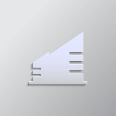 Bina, ev kağıdı tarzı, ikon. Gri renk vektörü arka plan - Kağıt biçimi vektör simgesi.