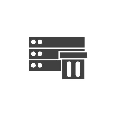 Veritabanı, sunucu, depolama vektör simgesi. Mobil konsept ve web uygulamaları illüstrasyonu için veri elemanı. Web sitesi tasarım ve geliştirme için ince çizgi simgesi. Beyaz arkaplanda vektör simgesi