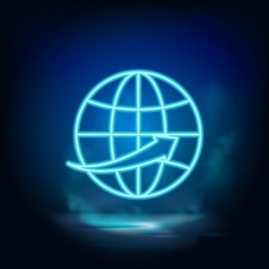 Küresel iş, iletişim neon vektör simgesi. Mavi neon, iş neon vektör simgesi. Vektör arkaplanı