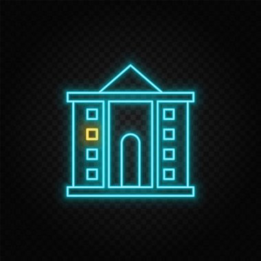 Neon vektör simgesi oluşturuyorum. Mavi ve sarı neon vektör ikonu. Vektör şeffaf arkaplan