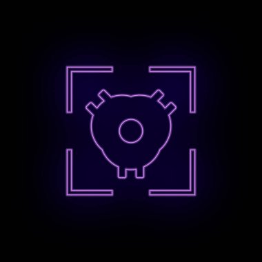 Elektronik, kalp, biyoloji, neon ikon. Biyoteknoloji ve bilim, Kimya Laboratuvarı. Bilgi ve sunum kullanılabilir - Beyaz arkaplanda vektör simgesi