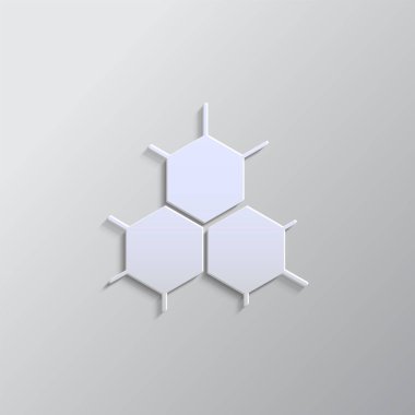 Arı, bal peteği, akıllı, ikon kağıt tarzı. Gri renk vektörü arka plan - Kağıt biçimi vektör simgesi