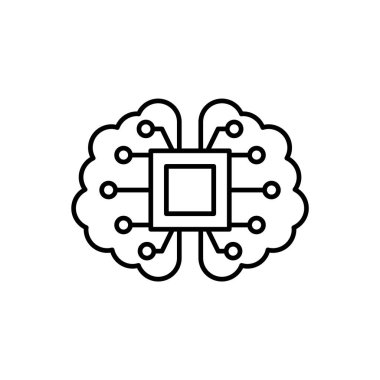 Beyin, mekanizma, zeka simgesi, vektör. Beyaz arkaplanda yapay zeka