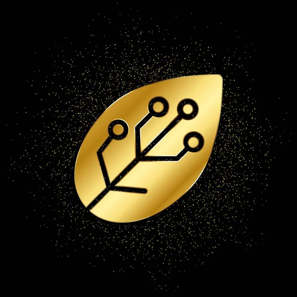 Leafe Smart Farm Gold Icon Vector Illustration Golden Particle Background — Stock Vector
