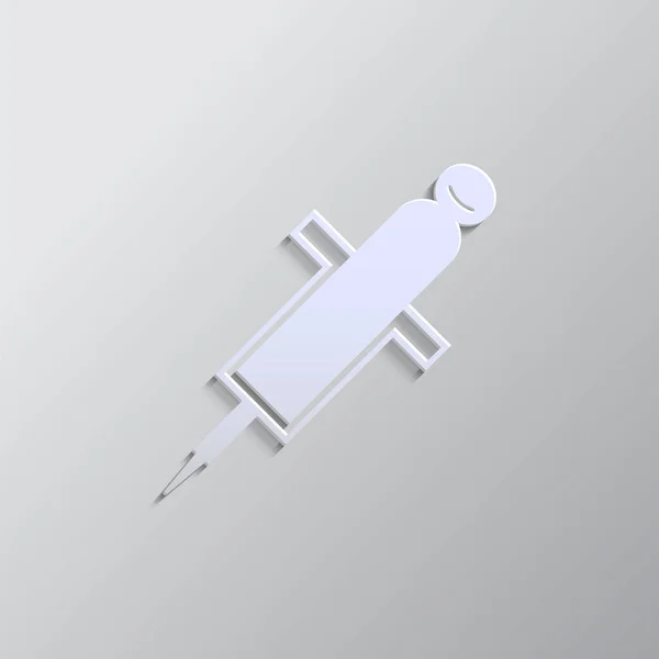 Spritze Spritze Impfpapier Grauer Farbvektorhintergrund Vektor Symbol Papierstil — Stockvektor