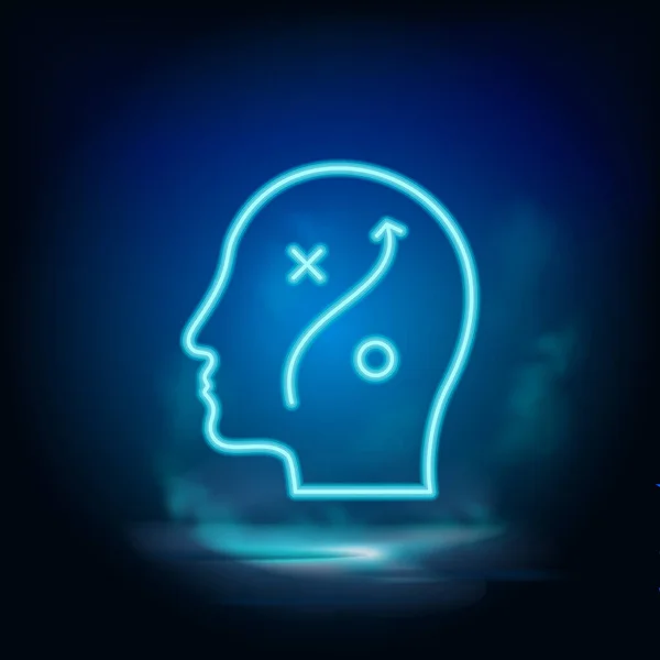 Людський Розум Голова Планування Неонового Векторного Значка Синій Неоновий Діловий — стоковий вектор