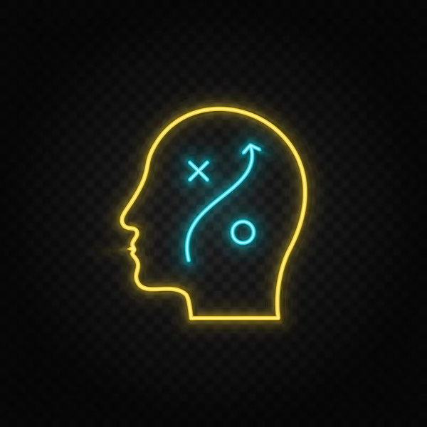 人間の心 ネオンのアイコンを計画 青と黄色のネオンベクトルアイコン 透明背景 — ストックベクタ
