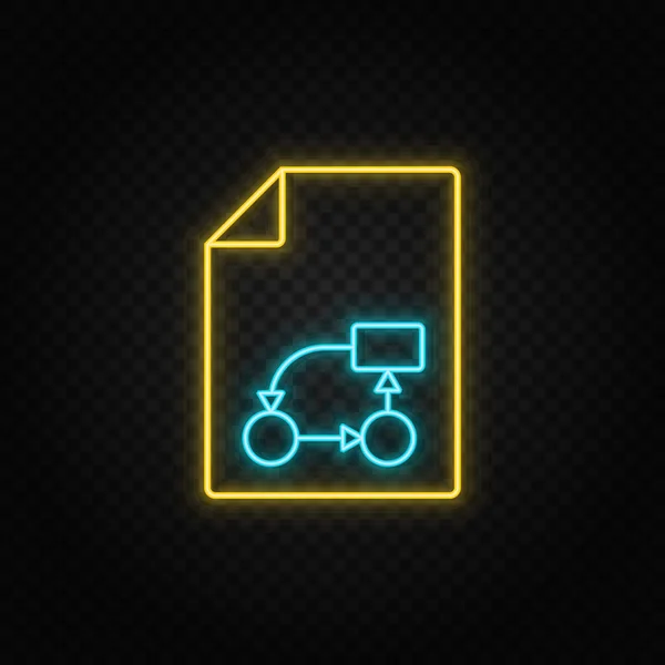 Business Plan Neon Icon Blue Yellow Neon Vector Icon Transparent — Stock Vector