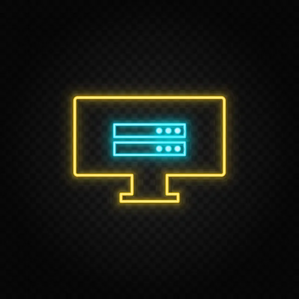 Datenbank Server Blaues Neon Vektorsymbol Transparenter Hintergrund Auf Dunklem Hintergrund — Stockvektor