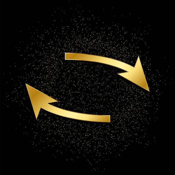 Ícone Vetorial Ouro Seta Ilustração Vetorial Fundo Partículas Douradas — Vetor de Stock