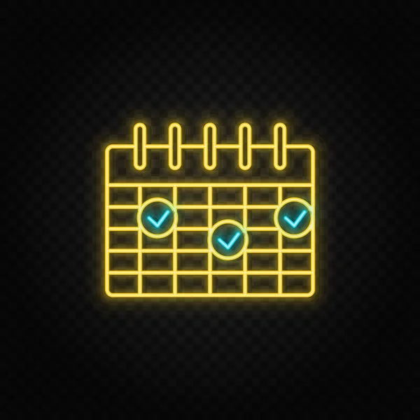 Ημερολόγιο Προθεσμία Εικονίδιο Νέον Μπλε Και Κίτρινο Εικονίδιο Διάνυσμα Νέον — Διανυσματικό Αρχείο