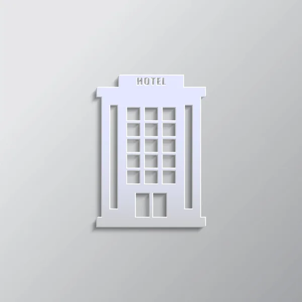 Bâtiment Style Papier Hôtel Icône Fond Vecteur Couleur Grise Icône — Image vectorielle