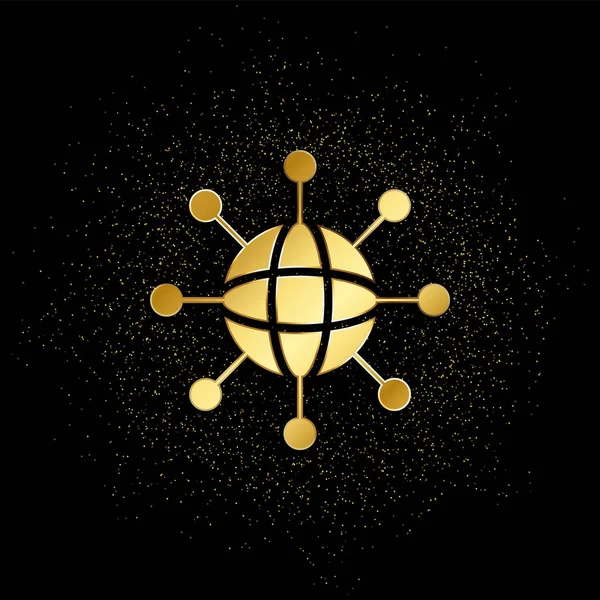 База Сервер Сетевая Золотая Икона Векторная Иллюстрация Фона Золотых Частиц — стоковый вектор