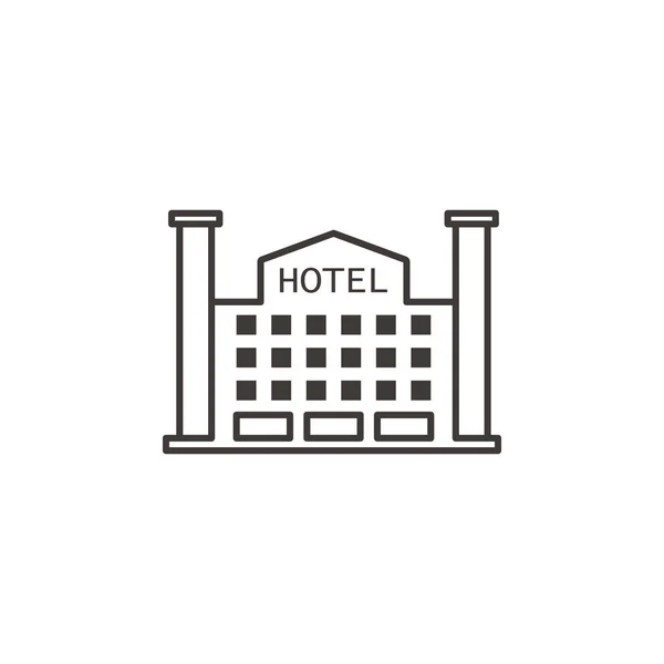 Κτίριο Ξενοδοχείο Περίγραμμα Εικονίδιο Κτίριο Διανυσματικό Εικονίδιο Λευκό Φόντο — Διανυσματικό Αρχείο