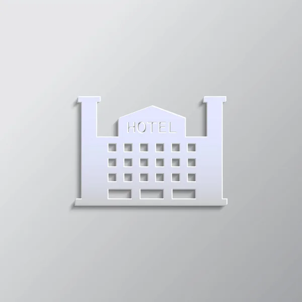 Edificio Estilo Papel Hotel Icono Fondo Vector Color Gris Icono — Vector de stock