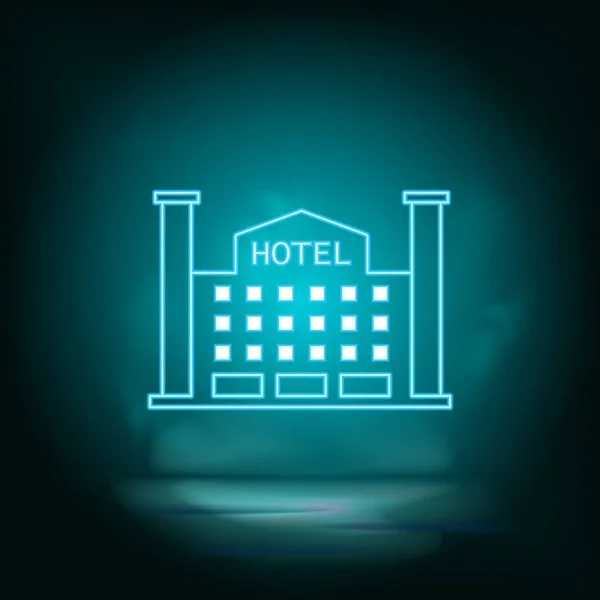 Bulding Neon Blue Hotel Синий Неон Векторный Фон — стоковый вектор