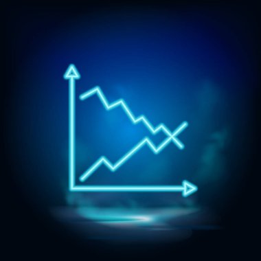 İş büyümesi, grafik neon vektör simgesi. Mavi neon, iş neon vektör simgesi. Vektör arkaplanı