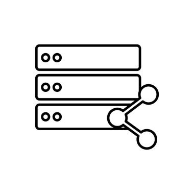 Veritabanı, sunucu, paylaşım simgesi - Vektör. Beyaz arkaplanda veritabanı vektör simgesi