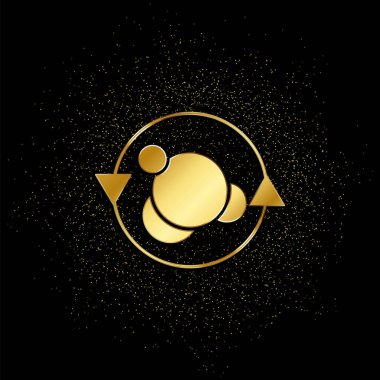 Gen, bilim, atom altın ikonu. Altın parçacık arkaplanının vektör çizimi. Altın vektör simgesi
