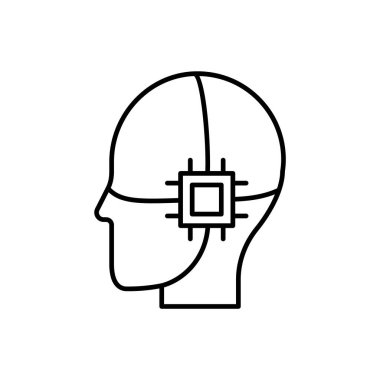 Sürücü, dahili, zeka, beyin, çip simgesi - Beyaz arkaplanda Vektör Yapay Zeka