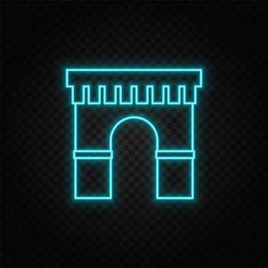 Neon vektör simgesi oluşturuyorum. Mavi ve sarı neon vektör ikonu. Vektör şeffaf arkaplan