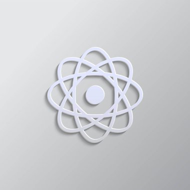 Atomlar, simge kağıt tarzı. Gri renk vektörü arka plan - Kağıt biçimi vektör simgesi