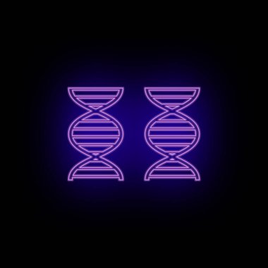 Genom, ikon, DNA, neon. Biyoteknoloji ve bilim, Kimya Laboratuvarı. Bilgi ve sunum kullanılabilir - Beyaz arkaplanda vektör simgesi