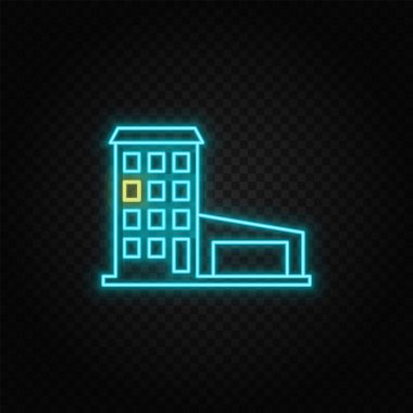 Neon vektör simgesi oluşturuyorum. Mavi ve sarı neon vektör ikonu. Vektör şeffaf arkaplan