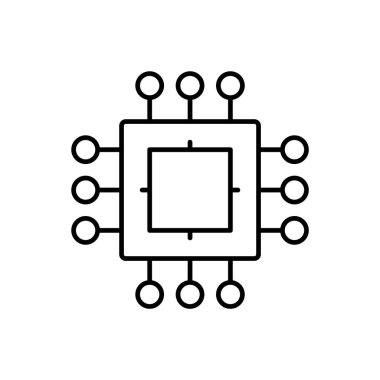 İşlemci, çip simgesi - Vektör. Beyaz arkaplanda yapay zeka