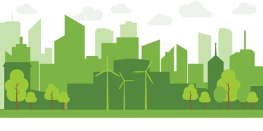 Yeşil şehirler çevre dostu konsept ideas.vector illüstrasyon ile dünyaya yardımcı.