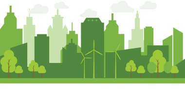 Yeşil şehirler çevre dostu konsept ideas.vector illüstrasyon ile dünyaya yardımcı.