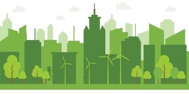 Yeşil şehirler çevre dostu konsept ideas.vector illüstrasyon ile dünyaya yardımcı.