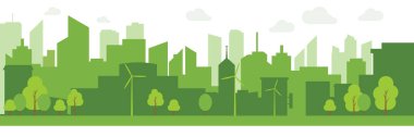 Yeşil şehirler çevre dostu konsept ideas.vector illüstrasyon ile dünyaya yardımcı.