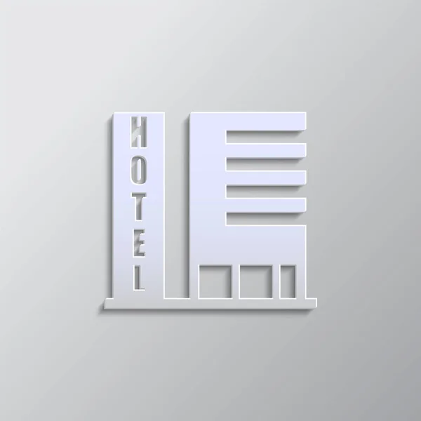 Gebäude Hotel Papierstil Ikone Grauer Farbvektorhintergrund Vektor Symbol Papierstil — Stockvektor
