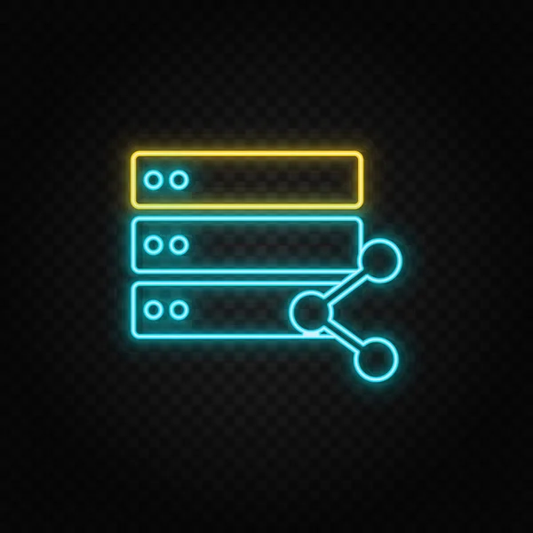 Datenbank Server Freigabe Blaues Neon Vektorsymbol Transparenter Hintergrund Auf Dunklem — Stockvektor