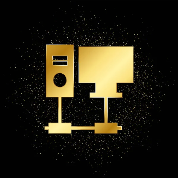 Database Server Computer Gold Icon Vector Illustration Golden Particle Background — Stock Vector