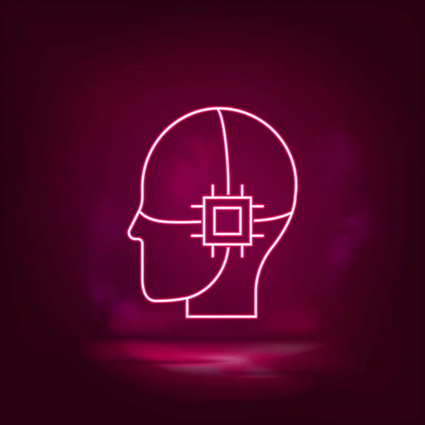 Drive Internal Intelligence Brain Chip Neon Icon Vector Inteligencia Artificial — Archivo Imágenes Vectoriales