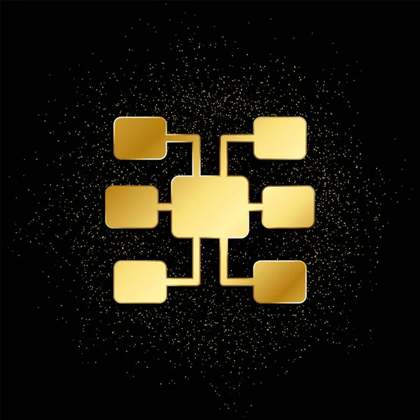 Database Server Sitemap Gold Icon Vector Illustration Golden Particle Background — Stock Vector